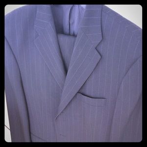 DKNY dark suit with subtle pin strip